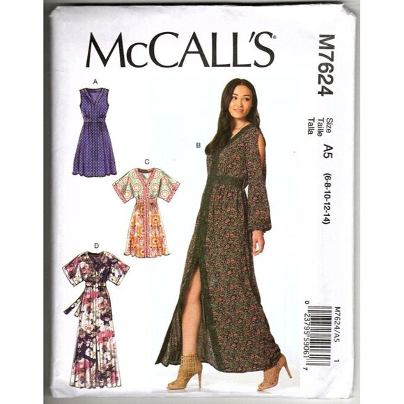 McCall's M7624 Misses 6 to 14 Pullover Dresses Uncut Sewing Pattern New - Picture 1 of 2